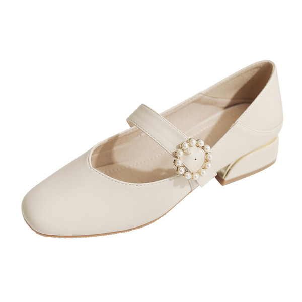 Öko bőrből készült női alkalmi cipő gyöngyökkel