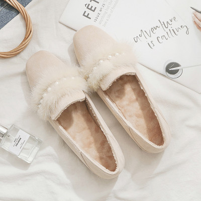 Női alkalmi cipő pehely és gyöngyházzal - lapos talppal