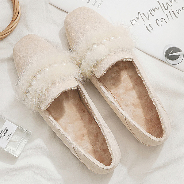 Női alkalmi cipő pehely és gyöngyházzal - lapos talppal