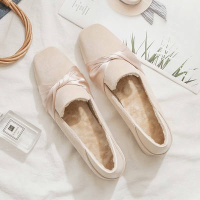 Női alkalmi cipő pehely és lapos talppal - öko velúrból