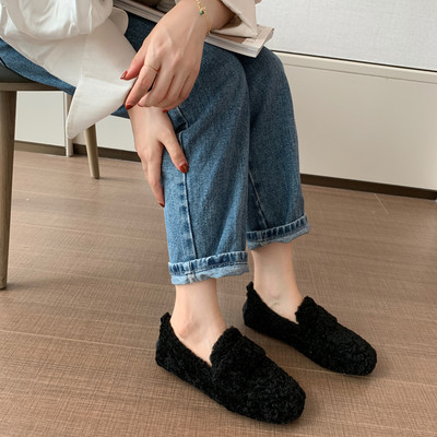 Női plüss cipő sima modell lapos talppal