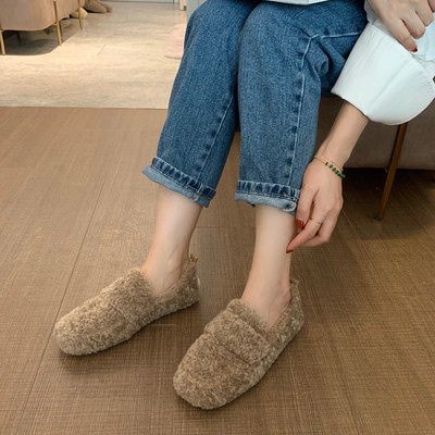 Női plüss cipő sima modell lapos talppal