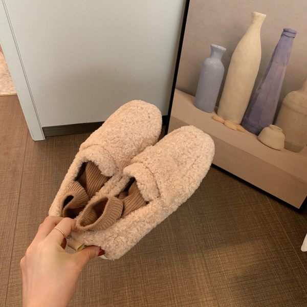 Női plüss cipő sima modell lapos talppal