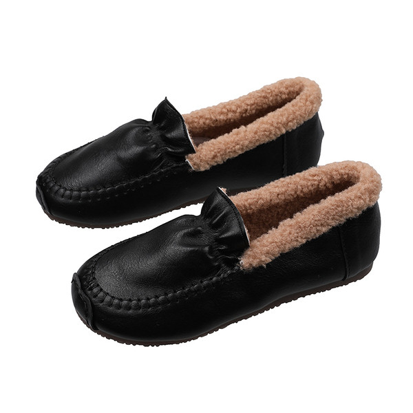 Női alkalmi cipő műbőrből, meleg béléssel barna és fekete színben