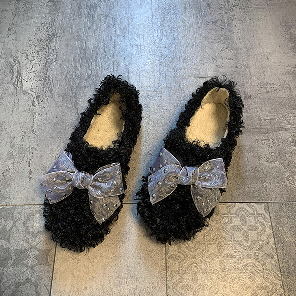 Női pehelycipő - szalaggal, lapos talppal