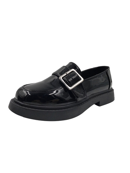 Női alkalmi bőrcipő fém csattal barna és fekete színben