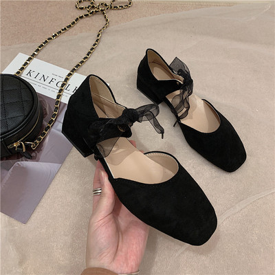 Női alkalmi cipő vastag sarkú szalaggal