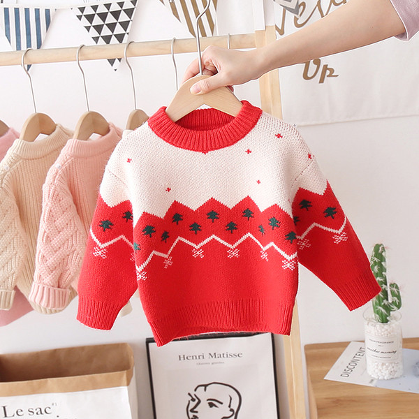 Gyermek karácsonyi pulóver ovális nyakkivágással, lányoknak