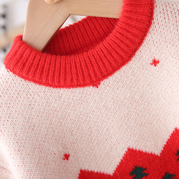 Gyermek karácsonyi pulóver ovális nyakkivágással, lányoknak