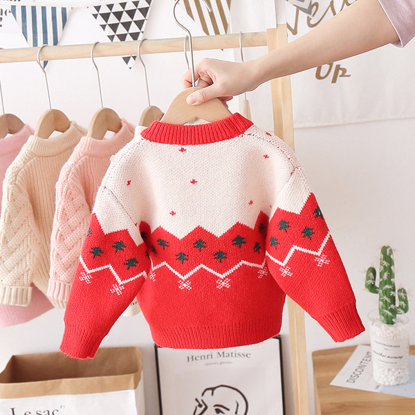 Gyermek karácsonyi pulóver ovális nyakkivágással, lányoknak