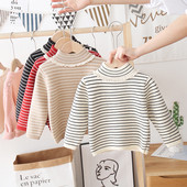 Alkalmi gyerek csíkos pulóver magas gallérral több színben