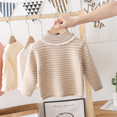 Alkalmi gyerek csíkos pulóver magas gallérral több színben