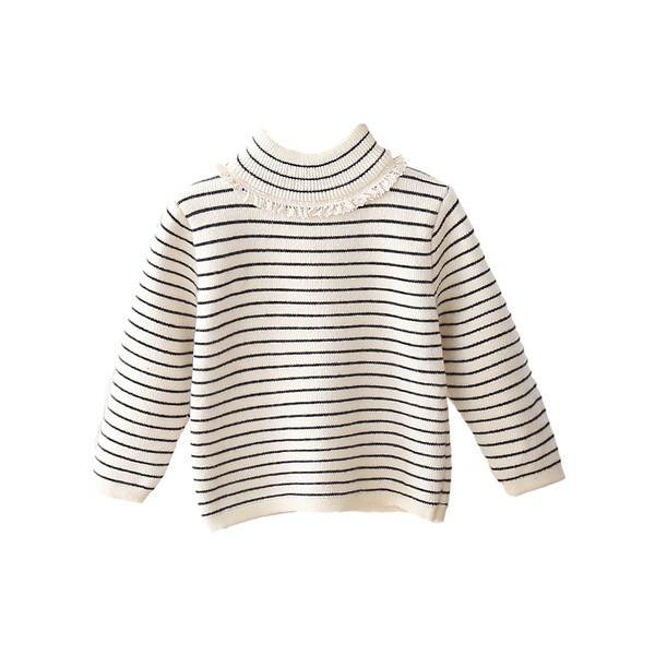 Alkalmi gyerek csíkos pulóver magas gallérral több színben