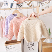 Casual παιδικό χειμερινό πουλόβερ με οβάλ ντεκολτέ κατάλληλο για κορίτσια