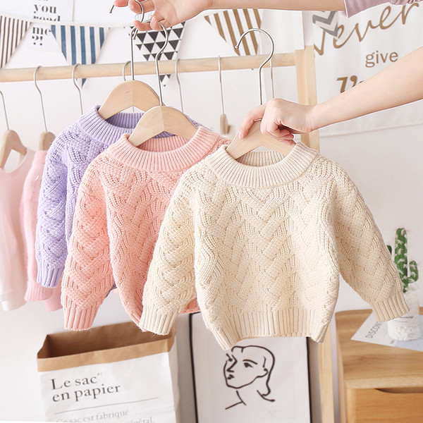 Casual παιδικό χειμερινό πουλόβερ με οβάλ ντεκολτέ κατάλληλο για κορίτσια