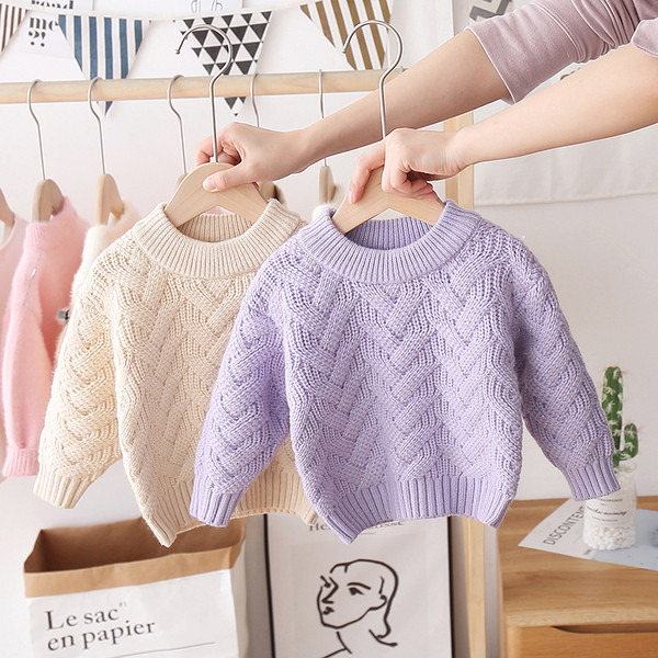 Casual παιδικό χειμερινό πουλόβερ με οβάλ ντεκολτέ κατάλληλο για κορίτσια