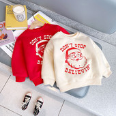 Gyermek pulóver karácsonyi rátéttel és ovális gallérral