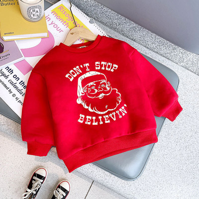 Gyermek pulóver karácsonyi rátéttel és ovális gallérral