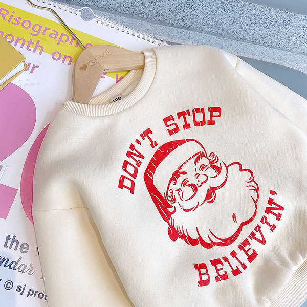 Gyermek pulóver karácsonyi rátéttel és ovális gallérral