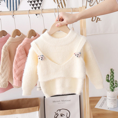 Modern téli gyerek pulóver ovális nyakkivágással és 3D elemmel