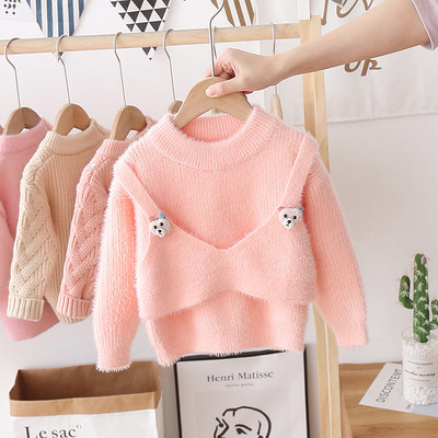 Modern téli gyerek pulóver ovális nyakkivágással és 3D elemmel