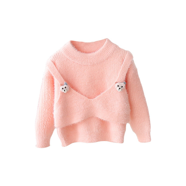 Modern téli gyerek pulóver ovális nyakkivágással és 3D elemmel