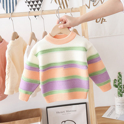 Gyerek pulóver ovális nyakkivágással lányoknak