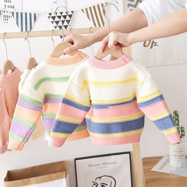 Gyerek pulóver ovális nyakkivágással lányoknak