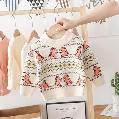 Új modell gyerekpulóver ovális nyakkivágással és színes mintával, lányoknak megfelelő