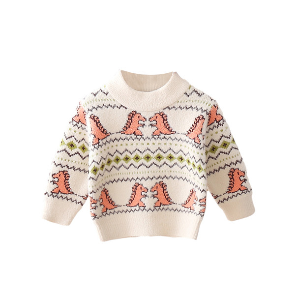 Új modell gyerekpulóver ovális nyakkivágással és színes mintával, lányoknak megfelelő