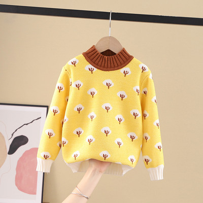 Modern gyerekpulóver ovális nyakkivágással és színes mintával