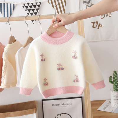 Gyermek pulóver 3D elemmel és ovális nyakkivágással, három színben