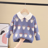 Aktuális gyerek pulóver lányoknak klasszikus gallérral