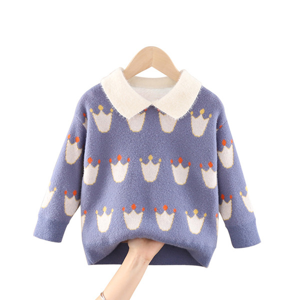 Aktuális gyerek pulóver lányoknak klasszikus gallérral