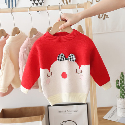 Παιδικό πουλόβερ με κορδέλα και πολύχρωμο απλικέ κατάλληλο για κορίτσια