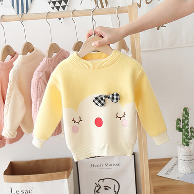 Παιδικό πουλόβερ με κορδέλα και πολύχρωμο απλικέ κατάλληλο για κορίτσια