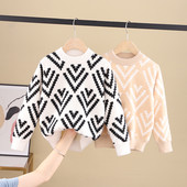 Stílusos gyerekpulóver lányoknak ovális nyakkivágással