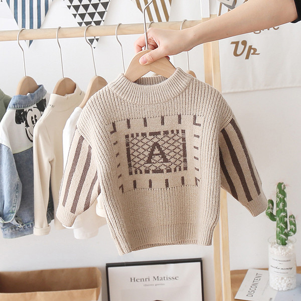 Παιδικό πουλόβερ με οβάλ λαιμόκοψη σε τρία χρώματα