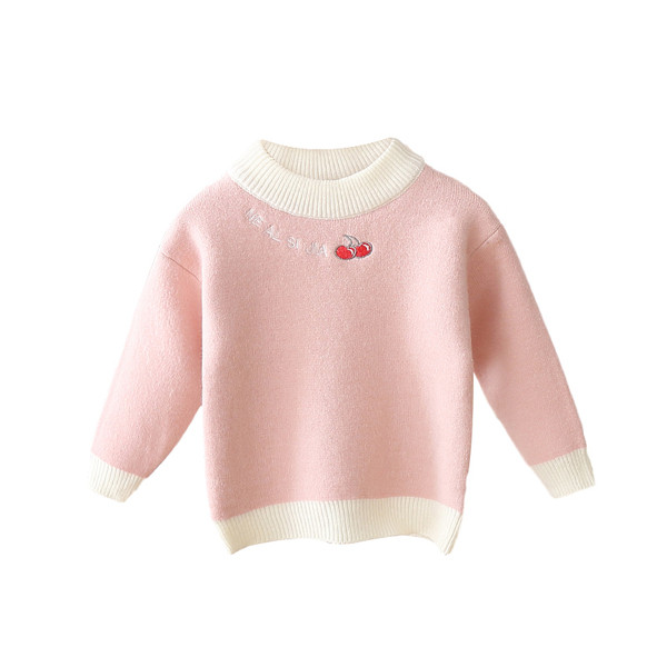 Παιδικό πουλόβερ με κέντημα και οβάλ ντεκολτέ