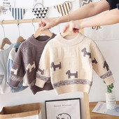 Kötött gyerek pulóver ovális nyakkivágással, alkalmas lányoknak és fiúknak