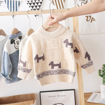 Kötött gyerek pulóver ovális nyakkivágással, alkalmas lányoknak és fiúknak