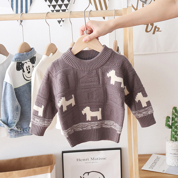 Kötött gyerek pulóver ovális nyakkivágással, alkalmas lányoknak és fiúknak