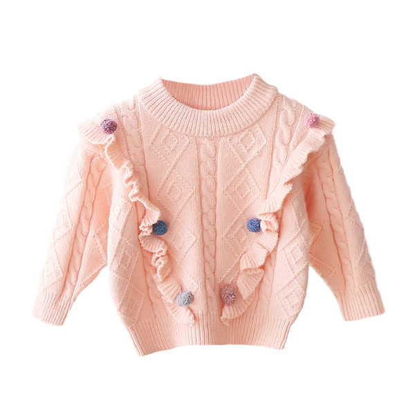 Alkalmi gyerek pulóver fürtökkel és ovális nyakkivágással lányoknak