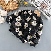 Punasti dječji pulover za djevojčice sa cvjetnim motivima