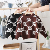 Alkalmi kötött gyerekpulóver ovális nyakkivágással lányoknak és fiúknak egyaránt