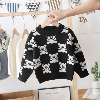 Alkalmi kötött gyerekpulóver ovális nyakkivágással lányoknak és fiúknak egyaránt