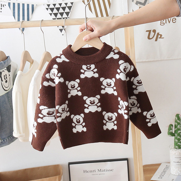 Alkalmi kötött gyerekpulóver ovális nyakkivágással lányoknak és fiúknak egyaránt