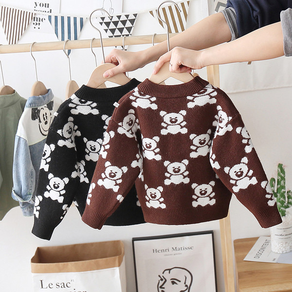 Alkalmi kötött gyerekpulóver ovális nyakkivágással lányoknak és fiúknak egyaránt