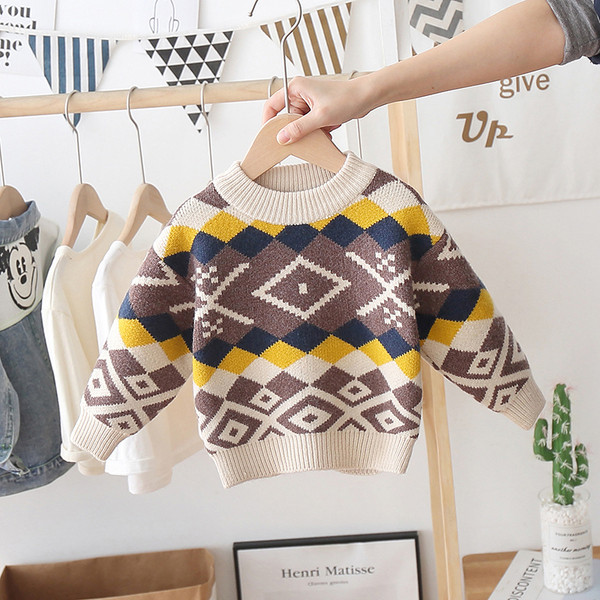 Παιδικό πουλόβερ με χρωματιστό σχέδιο κατάλληλο για κορίτσια και αγόρια