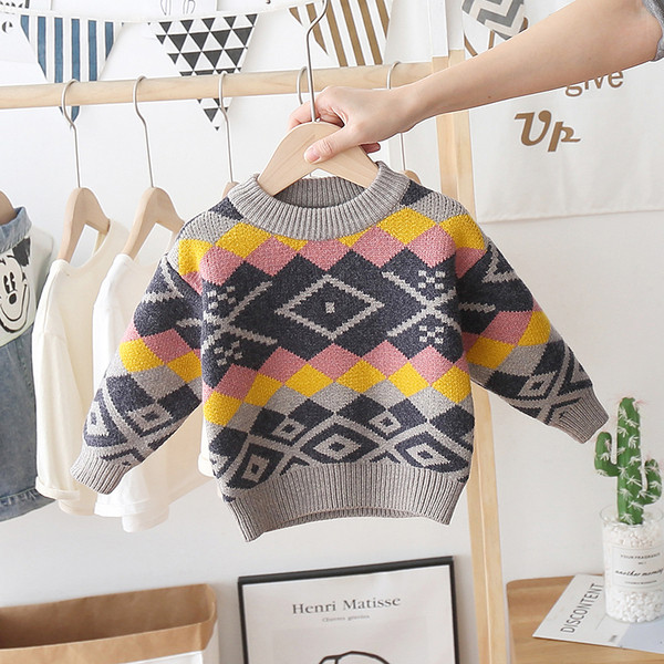 Παιδικό πουλόβερ με χρωματιστό σχέδιο κατάλληλο για κορίτσια και αγόρια